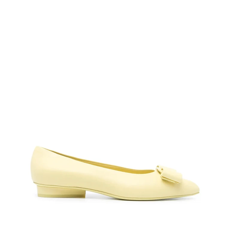 Ferragamo Womens Yellow Ballerinas Flats