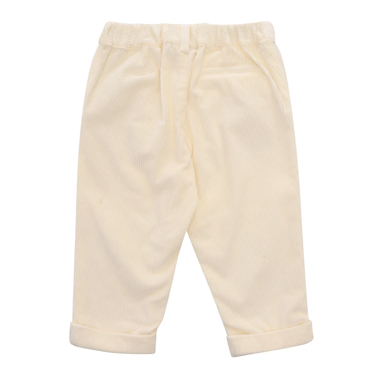 Fendi Jr Corduroy Trousers White Cotton Fabric 2 Polyester