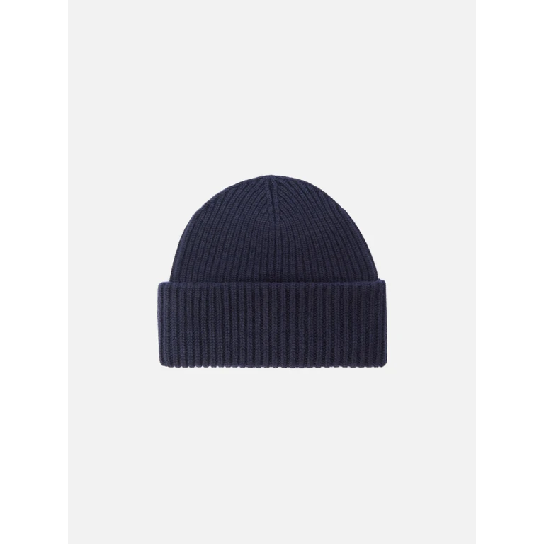 Mc2 Saint Barth Ribbed Beanie Berry Navy Blue With Saint Barth Patch Hat - Unisex
