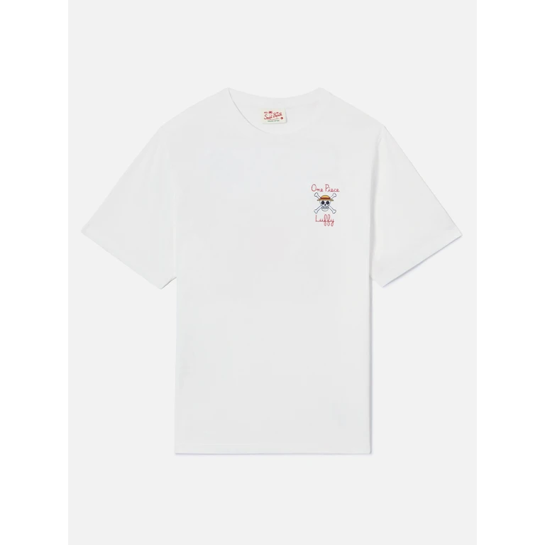 Mc2 Saint Barth White Portland T-Shirt With One Piece Luffy Embroidery Special Edition __single__ - Men