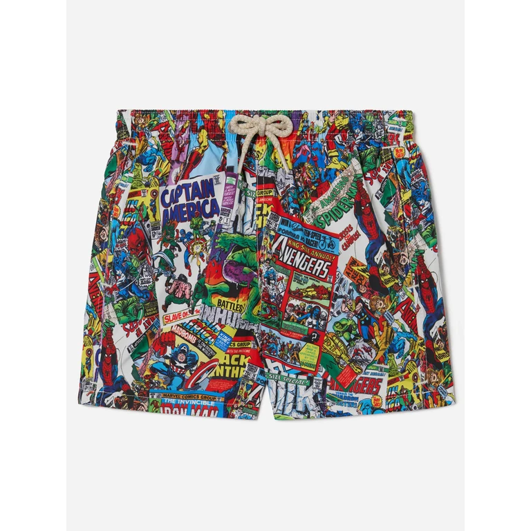Mc2 Saint Barth Jean Lighting Swim Shorts With Marvel All-Over Print Special Edition Swimshort