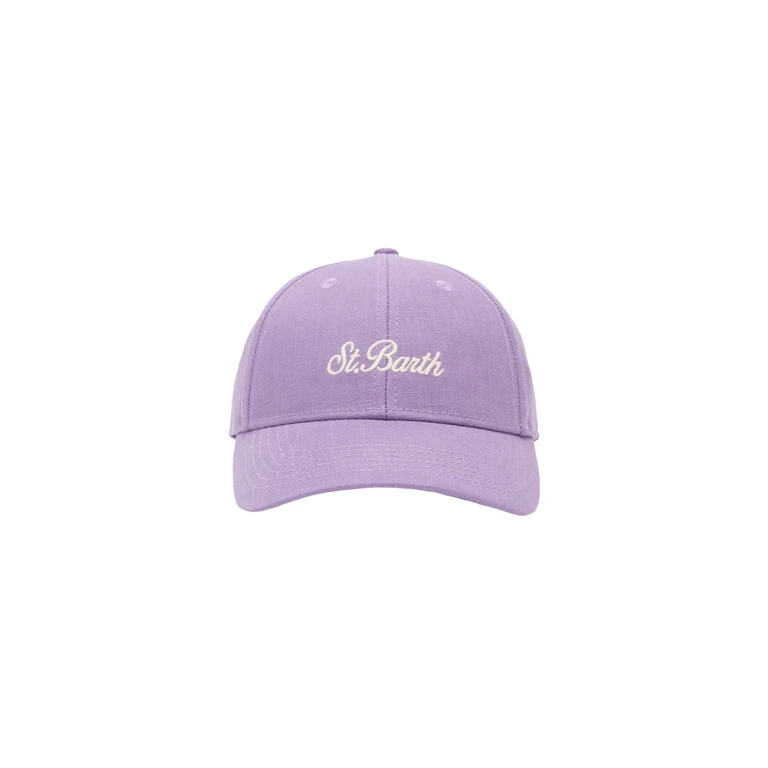 Mc2 Saint Barth Lilac Linen Ball Cap Baseball Jr With Saint Barth Embroidery Pink Hat - Unisex