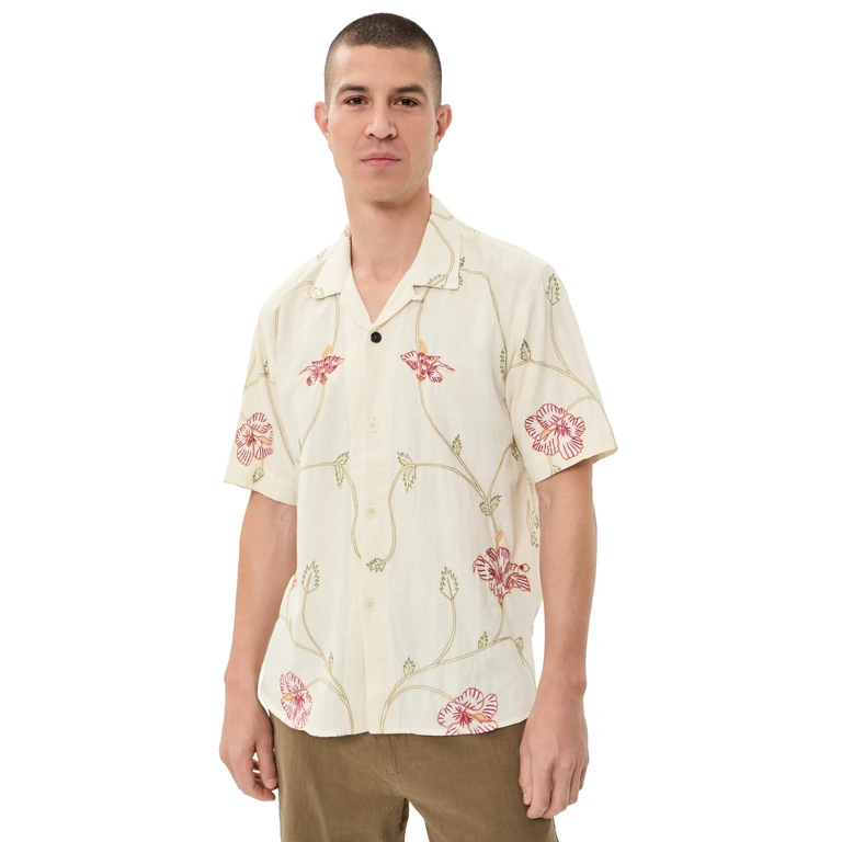 Kardo Ronen Hand Embroidered Floral Shirt Natural L