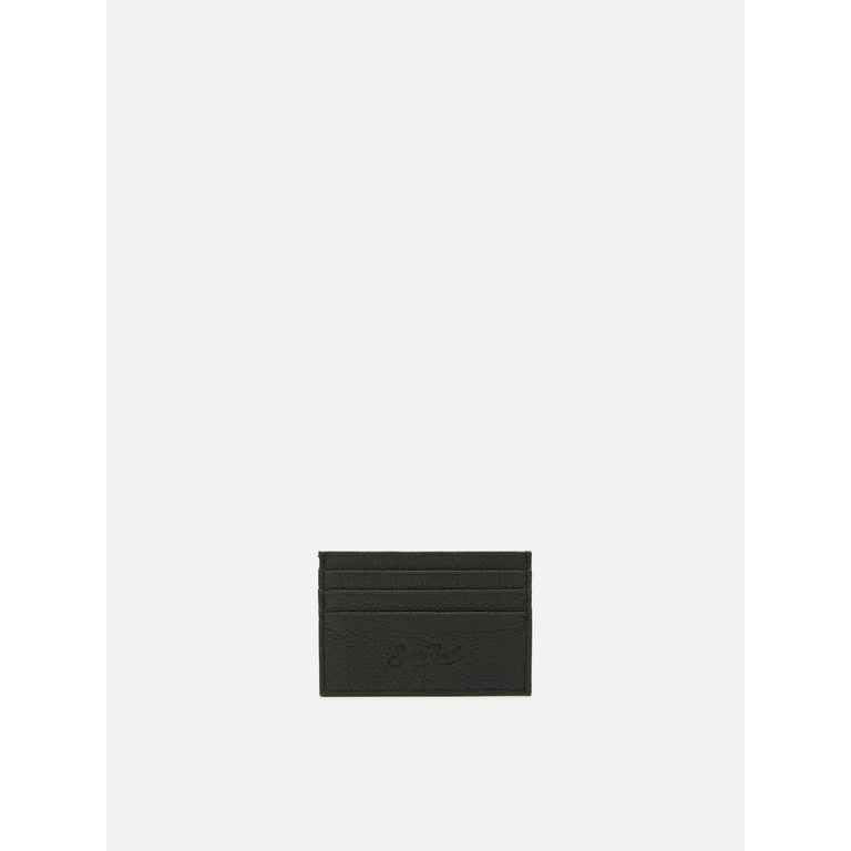 Mc2 Saint Barth Card Holder Black Grained Leather Small Accessories - Unisex