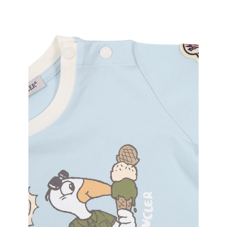 Moncler Baby SS T-SHIRT Blue Elastane Cotton Short Sleeves