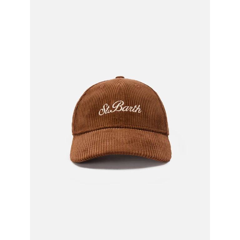 Mc2 Saint Barth Baseball Cap Corduroy Camel Velvet Brown Hat - Unisex