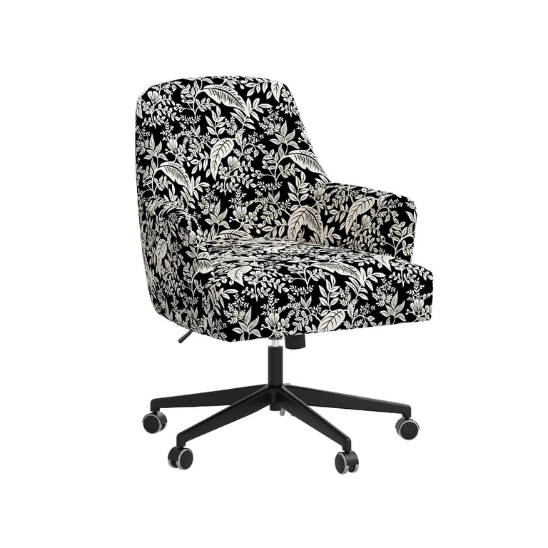 Rifle Paper Co Yvette Canopy Black and Cream Office Chair with Black Base