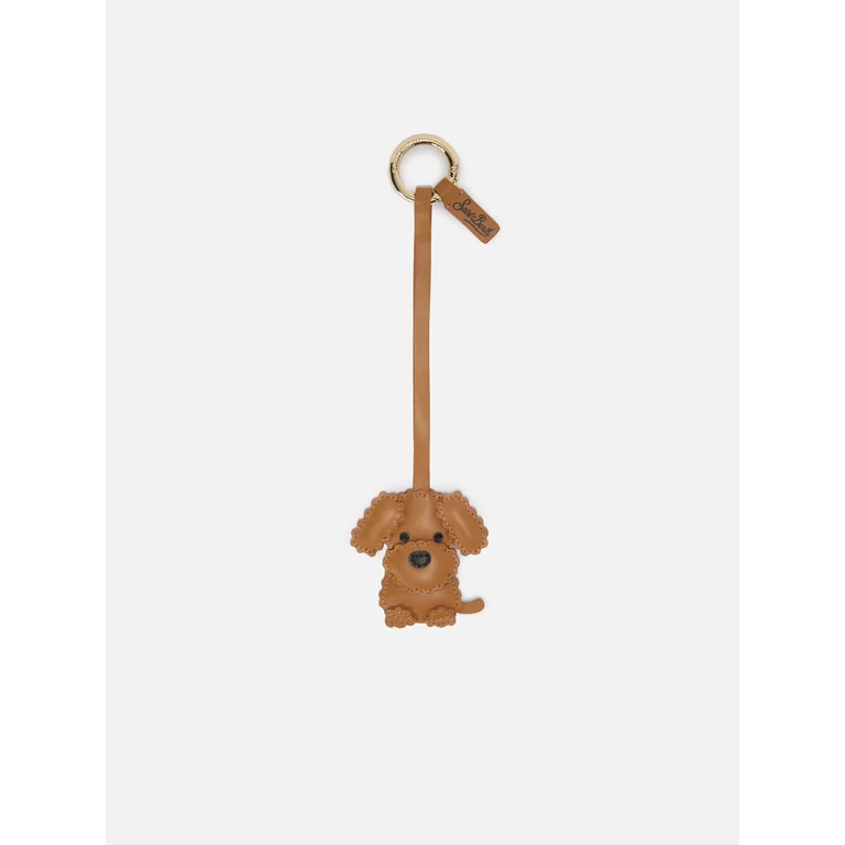 Mc2 Saint Barth Dog Bag Charm Beige Leather Brown Small Accessories - Unisex