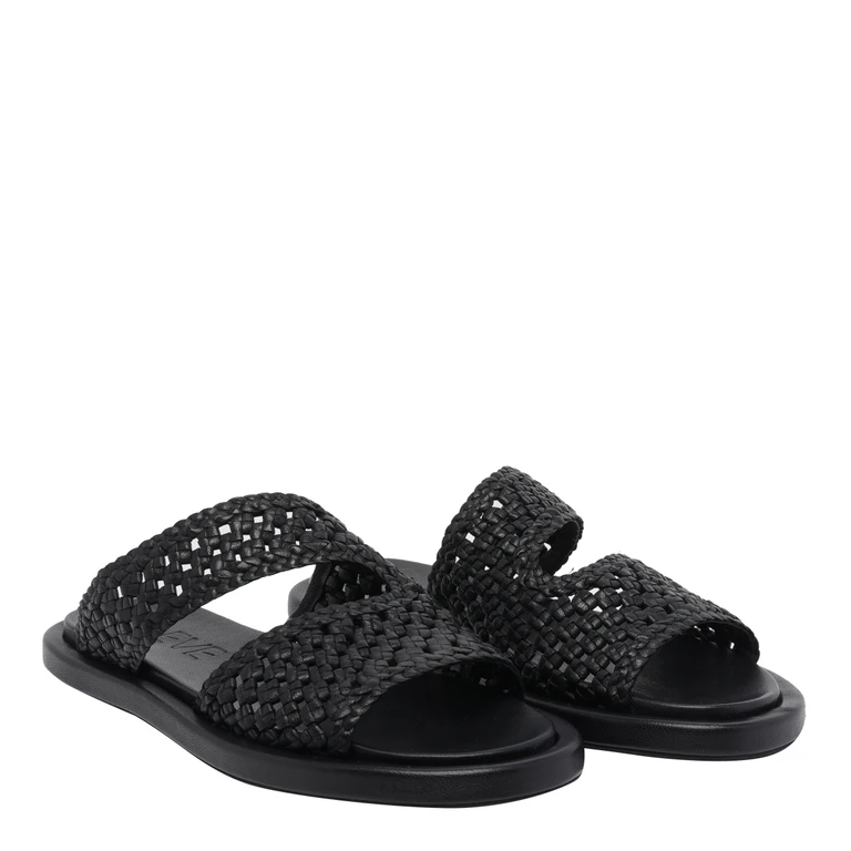Poeve Sandals Black Calf Leather/rubber Sole - Women