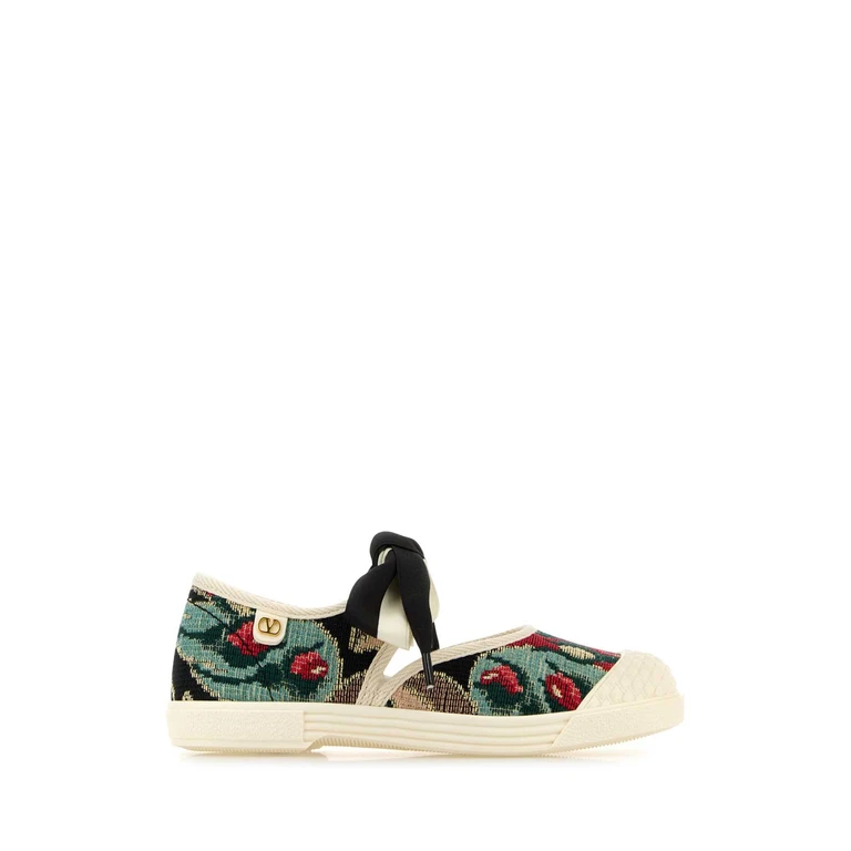 Valentino Garavani Embroidered Canvas Bay By Slip Ons Nerofiorimulticolorivoryivory Sneaker - Women
