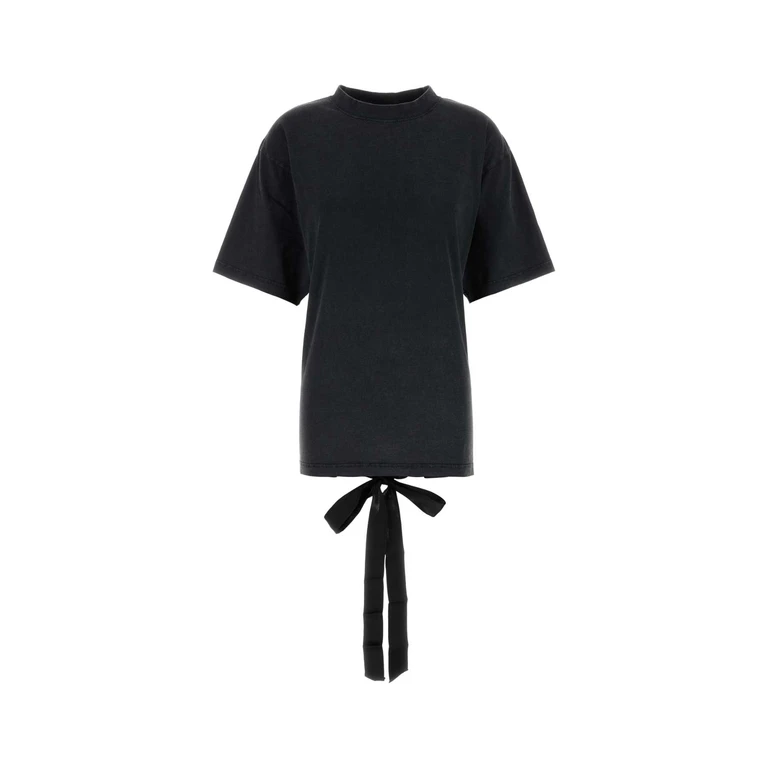 Balenciaga Graphite Cotton T-Shirt Faded Washed Black Exterior - Women