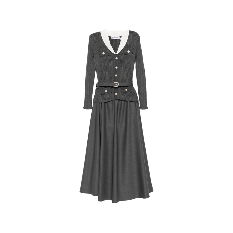 Belted Ribbed-knit Midi Dress