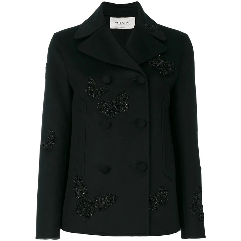 Valentino Garavani Butterfly-Embroidered Coat