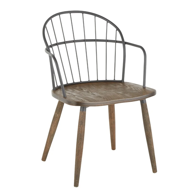 Walnut and Black Industrial Chair