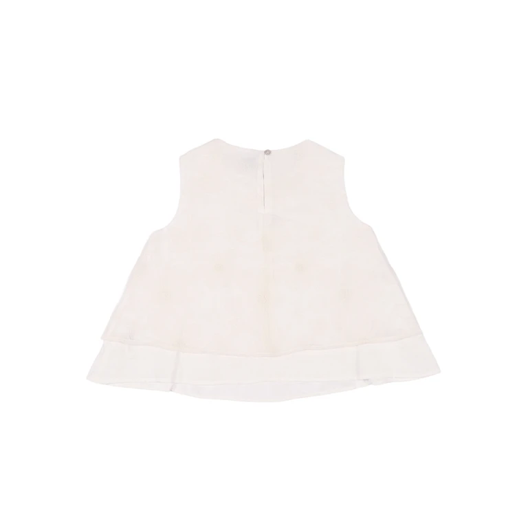 Magil Double-layer tulle top with floral embroidery White