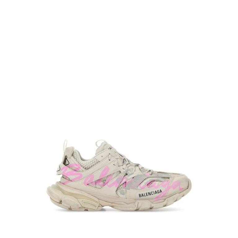 Balenciaga White Mesh And Rubber Track Sneakers Beige / Pink T Polyurethane Polyester - Women