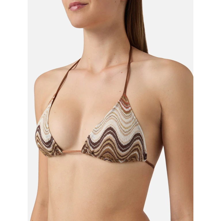 Mc2 Saint Barth Leah Triangle Bikini Top Brown Degradé Raschel Fabric - Women