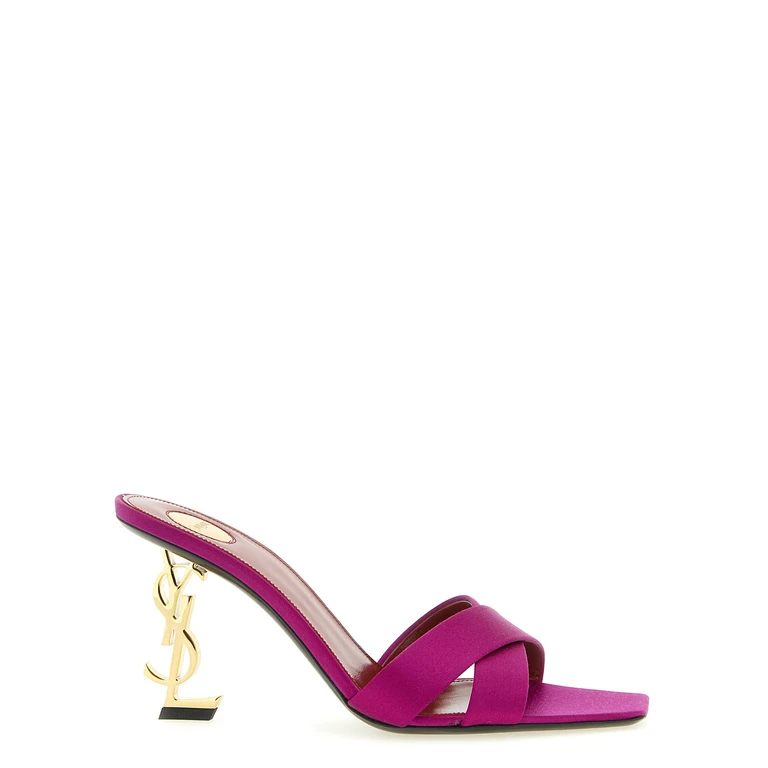 Fuchsia Viscose Stiletto Heel Sandals - Women