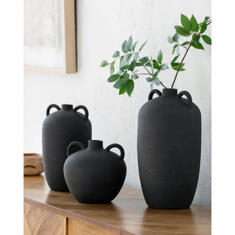 Acanceh White Ceramic Vase Set of 3