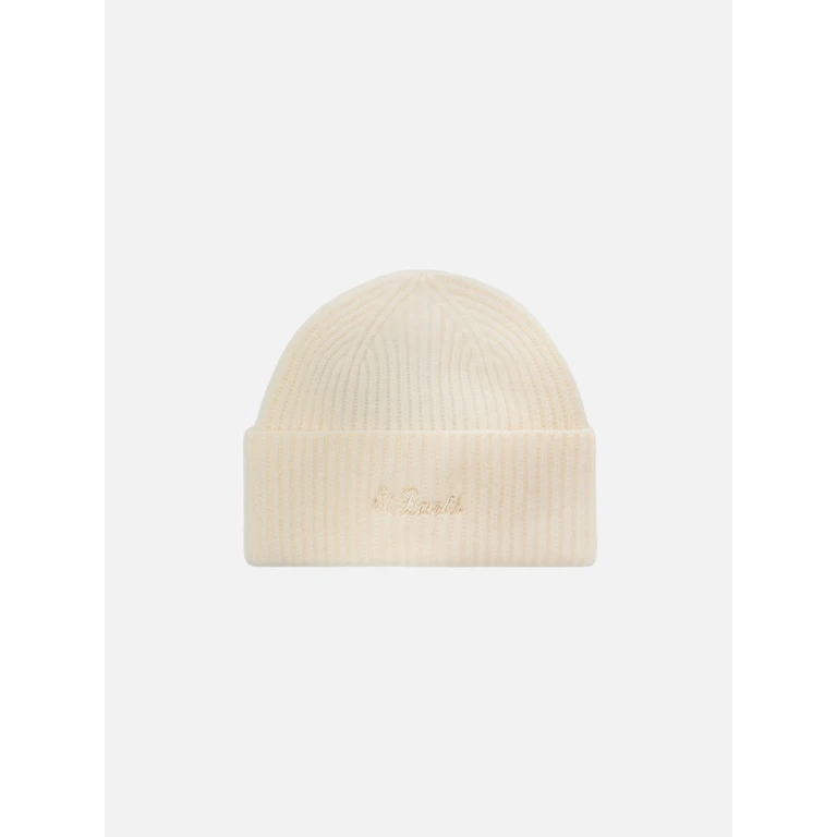 Mc2 Saint Barth Moss Beanie White Wool With St. Barth Embroidery Hat - Unisex