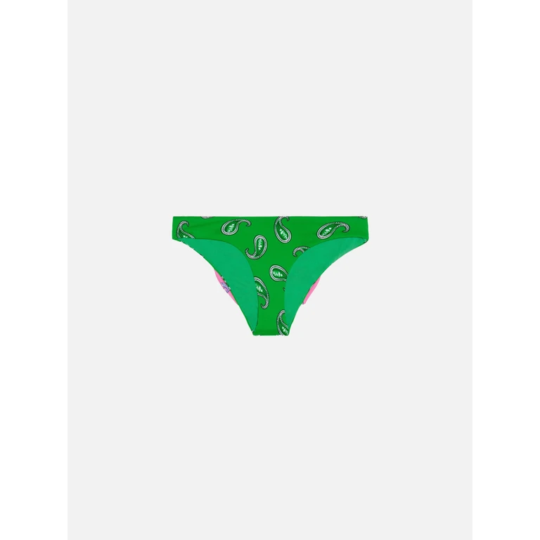 Mc2 Saint Barth Girl Swim Briefs With Paisley Print Green Bottom