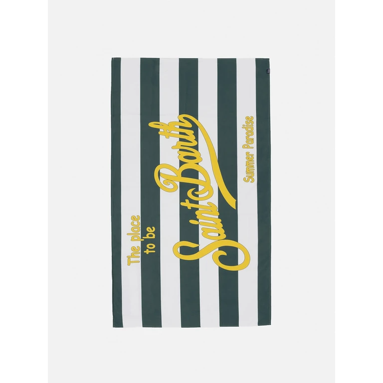 Mc2 Saint Barth Microfiber Beach Towel Aidan With Striped Print Green - Unisex