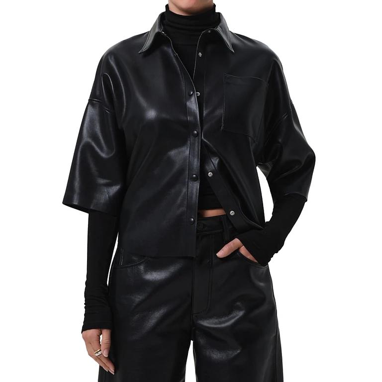 Citizens of Humanity Frances Cropped Faux Leather Shirt