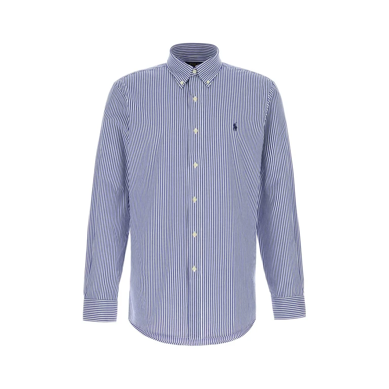 Polo Ralph Lauren Embroidered Stretch Poplin Shirt Bluewhitebengalstripe Exterior: Cotton Elastane Camicie - Men