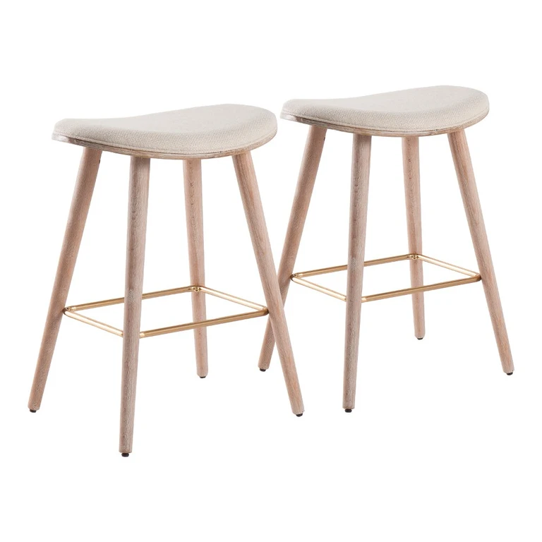 Mid Century 26 Inch Counter Height Stool (Set of 2) - Saddle