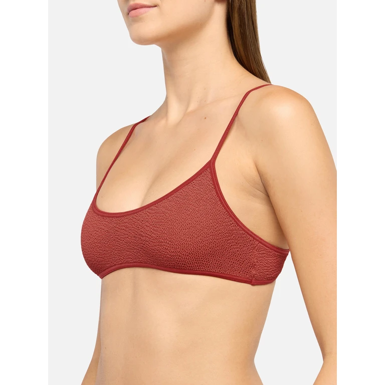 Mc2 Saint Barth Judy Rust Orange Crinkle Bralette Top Red - Women