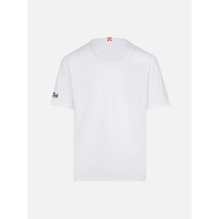 Mc2 Saint Barth Kea Cotton T-Shirt With Snoopy Printed Pocket Peanuts Special Edtion White