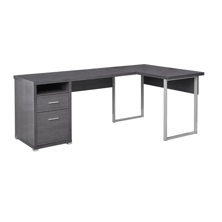 Gray L-Shaped Computer Desk