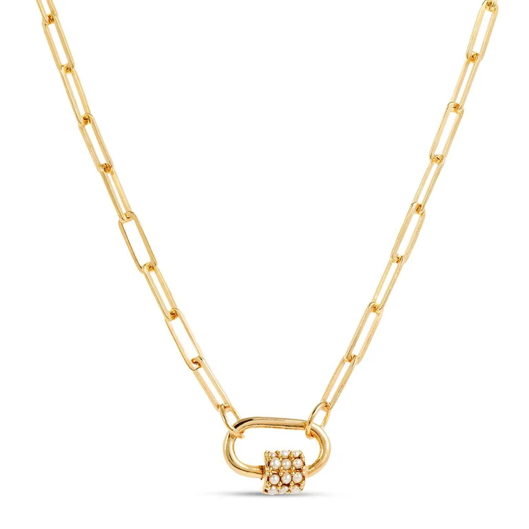 Daphne Gold Necklace with Turquoise Carabiner lock