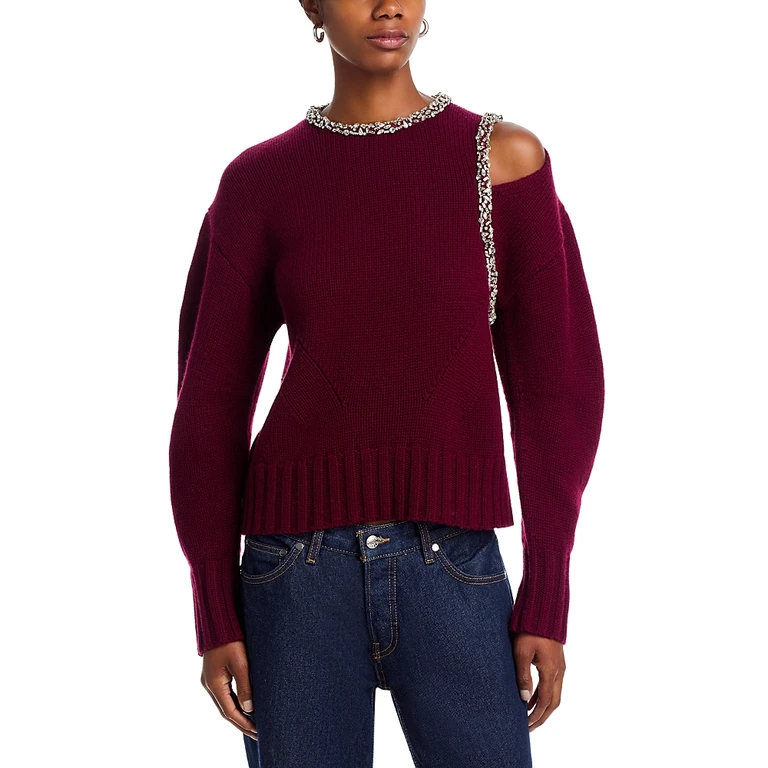 Simkhai Monroe Wool-Blend Round Neck Pullover Sweater