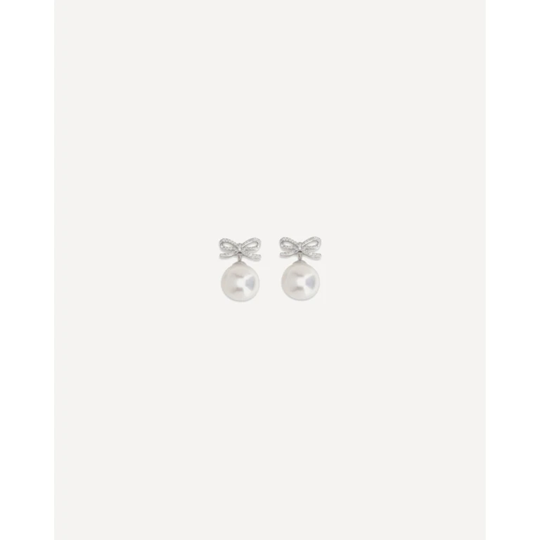 SELF-PORTRAIT Crystal bow Earrings with pearl Female UNI