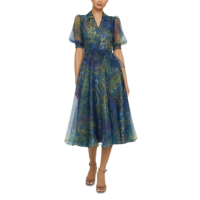 Theia Winnie Puff Sleeve Dress