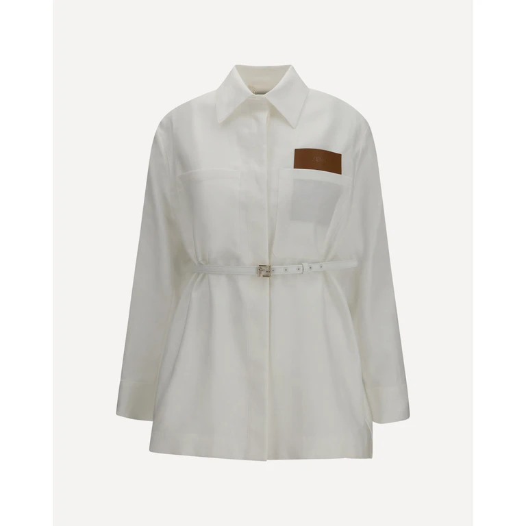 FENDI Linen and cotton belted Jacket Female 40
