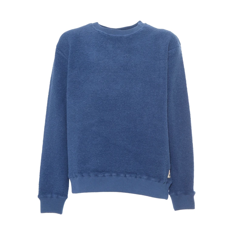 Deus Ex Machina Reo Textured Fleece Blue Crewneck - Men