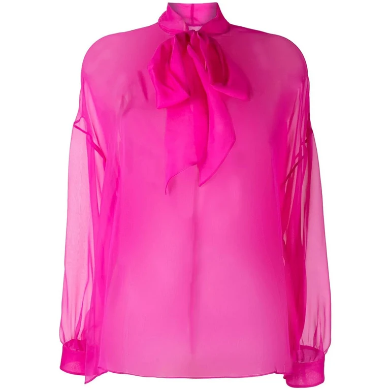 Valentino Garavani Tie-Fastening Sheer Blouse