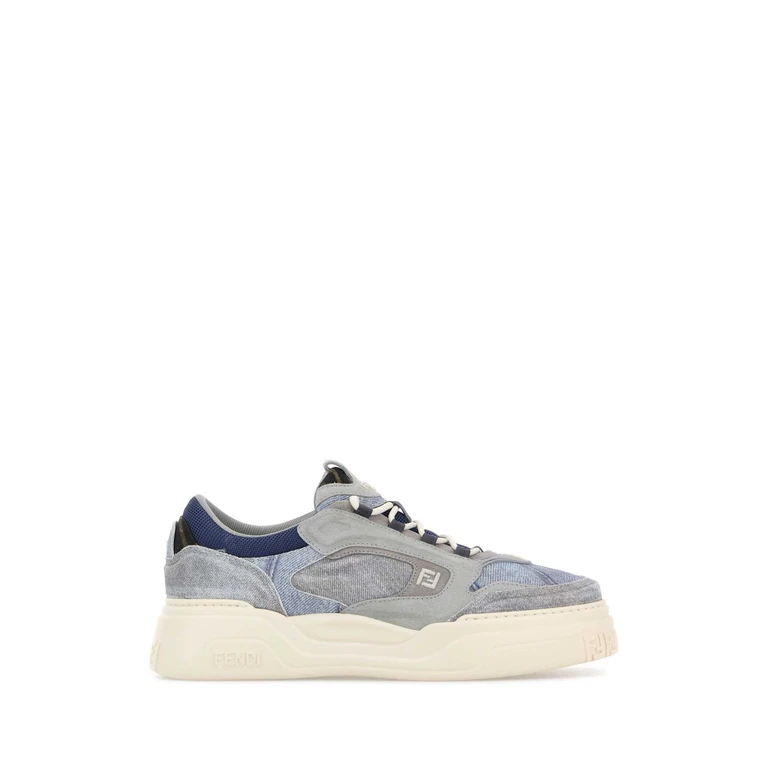 Multicolor Denim Fendi Force Sneakers Grig+denim Blu+denim - Men