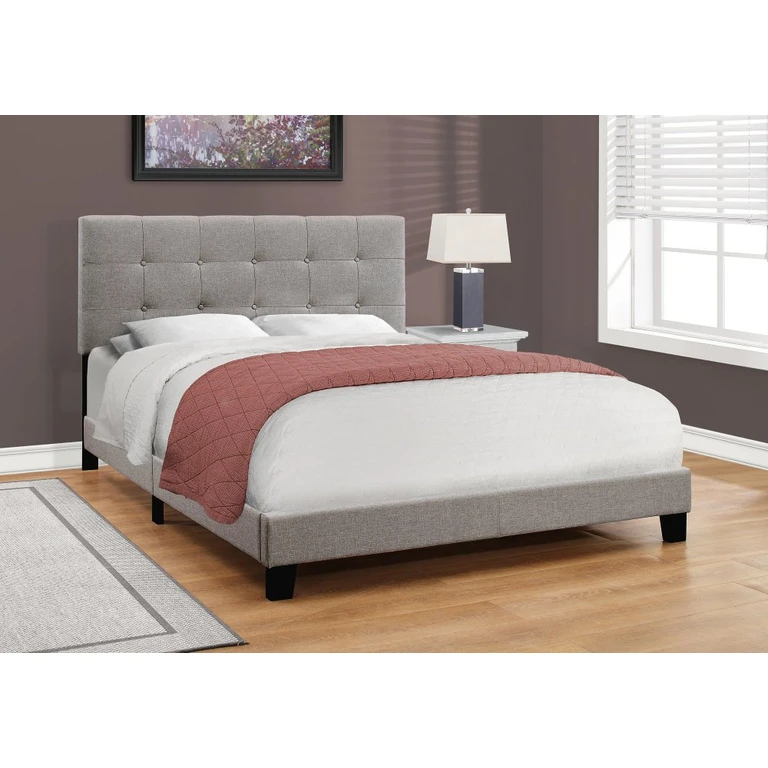 Contemporary Gray Queen Upholstered Bed