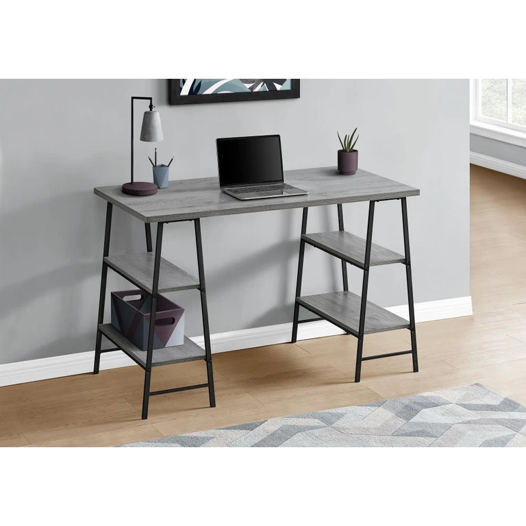 Industrial Gray and Black Computer Desk