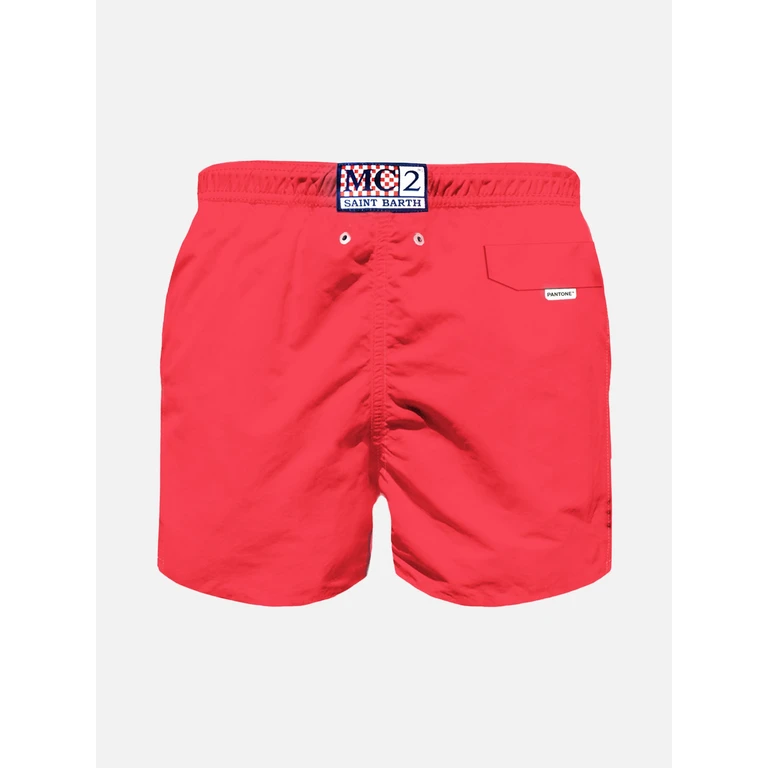 Mc2 Saint Barth Boy Fluo Red Lightweight Swim Shorts Lighting Pantone Pantone Special Edition Swimshort