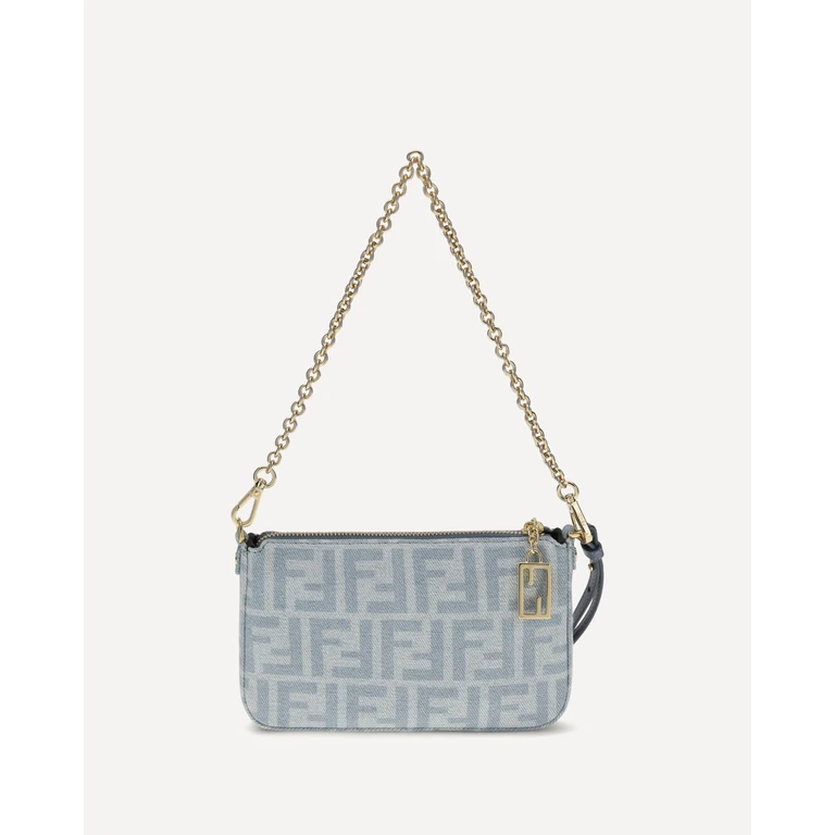 FENDI Denim Baguette Clutch Female UNI