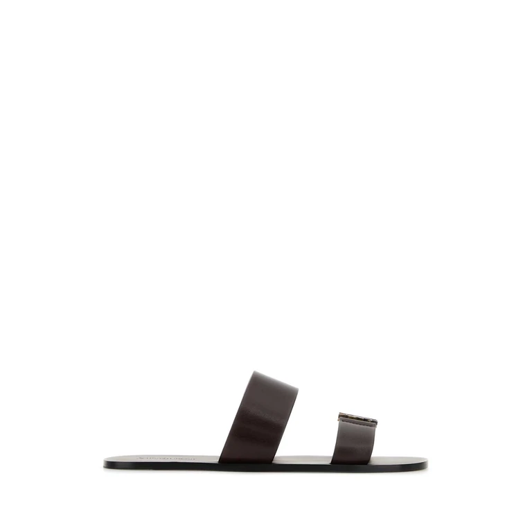 Saint Laurent Dark Brown Leather Babylone Slippers Ultradarkbrown - Men