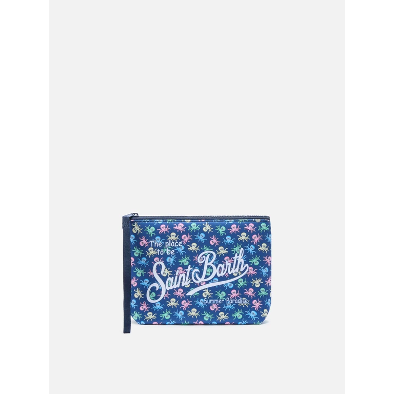 Mc2 Saint Barth Aline Scuba Blue Pouch With Octopus Print Pochette - Unisex