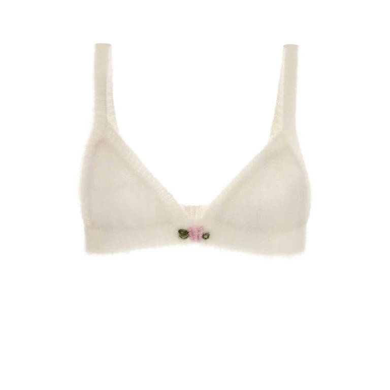 White Mohair Blend Bra Maglie - Women