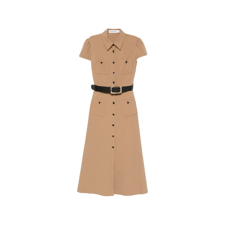 Belted Button-up Midi Dress