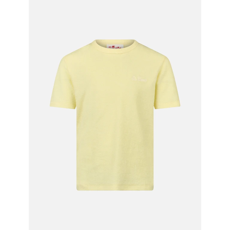 Mc2 Saint Barth Boy Pale Yellow Terry T-Shirt Gary With St. Barth Embroidery