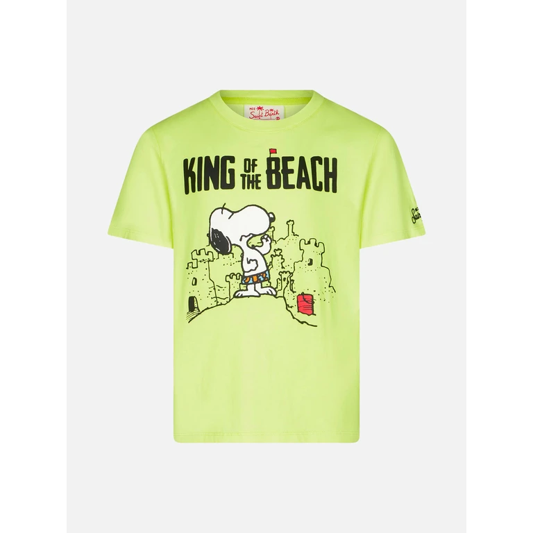 Mc2 Saint Barth Boy Cotton T-Shirt With Snoopy Print Peanuts Special Edition Yellow